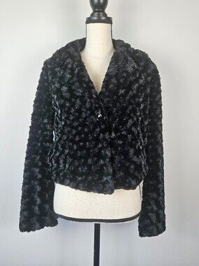 Candie's Juniors Soft Faux Fur Black Cropped Jacket Size Medium